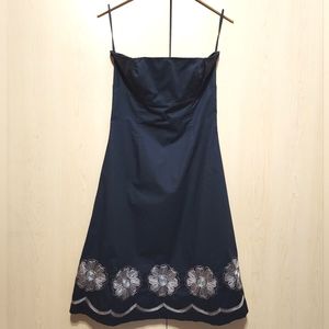 RW&CO. Spaghetti Strap Embroidered Floral Midi Black